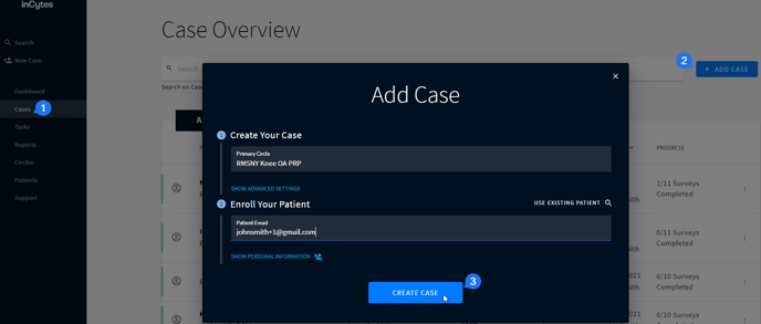 Case Creation Modal